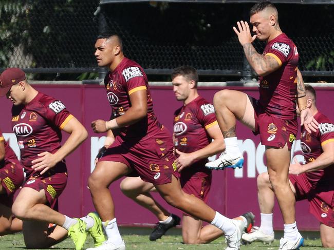 Brisbane Broncos training, Red Hill. Picture: Liam Kidston