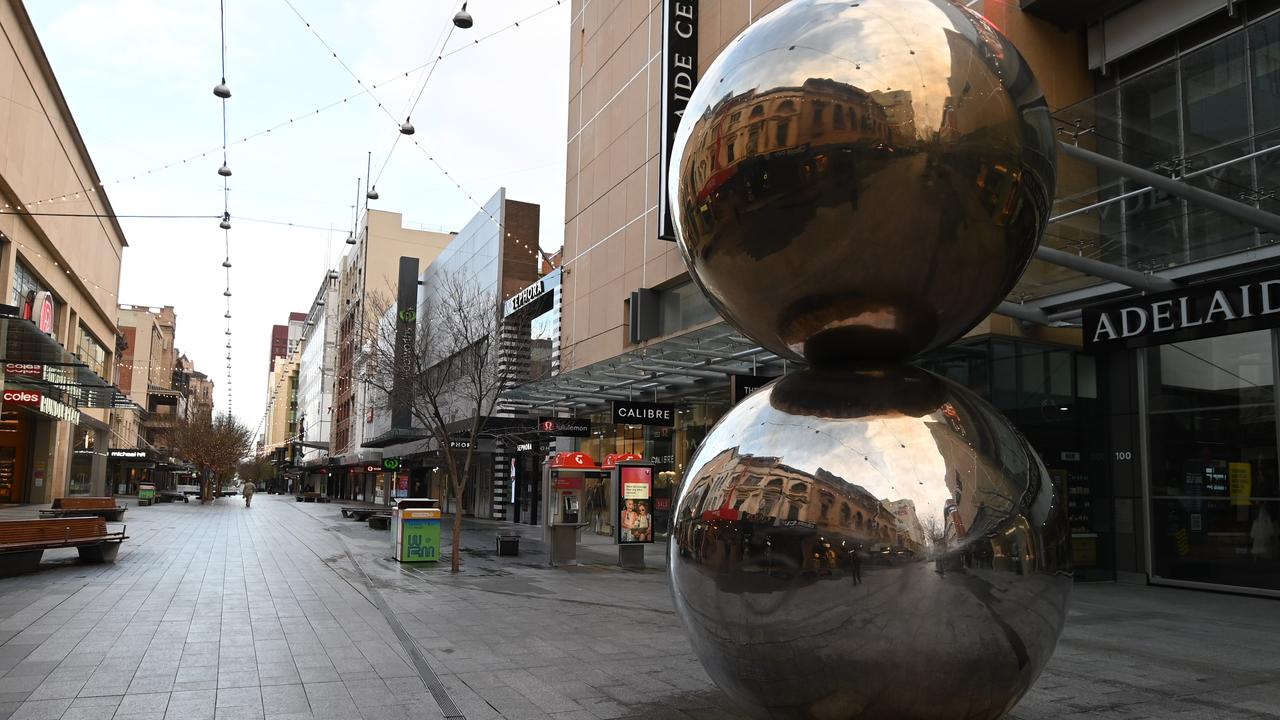 A deserted Rundle Mall during a Covid-19 lockdown on July 26, 2021. Picture: NCA NewsWire / Naomi Jellicoe