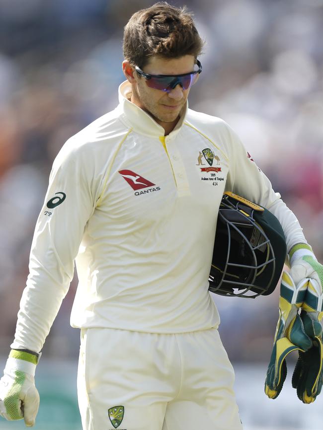 Tim Paine trudges off after the Third Test loss at Headingley. Picture: Getty Images