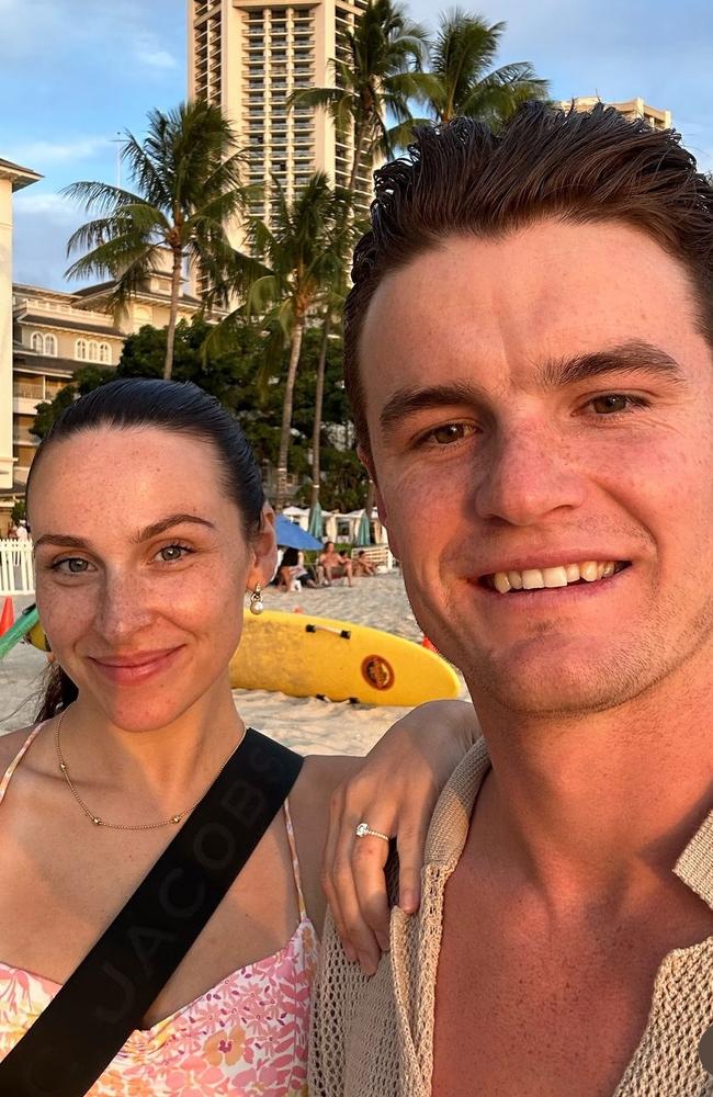 Bayley Fritsch proposed to Natalie Perin in Hawaii. Picture: Supplied