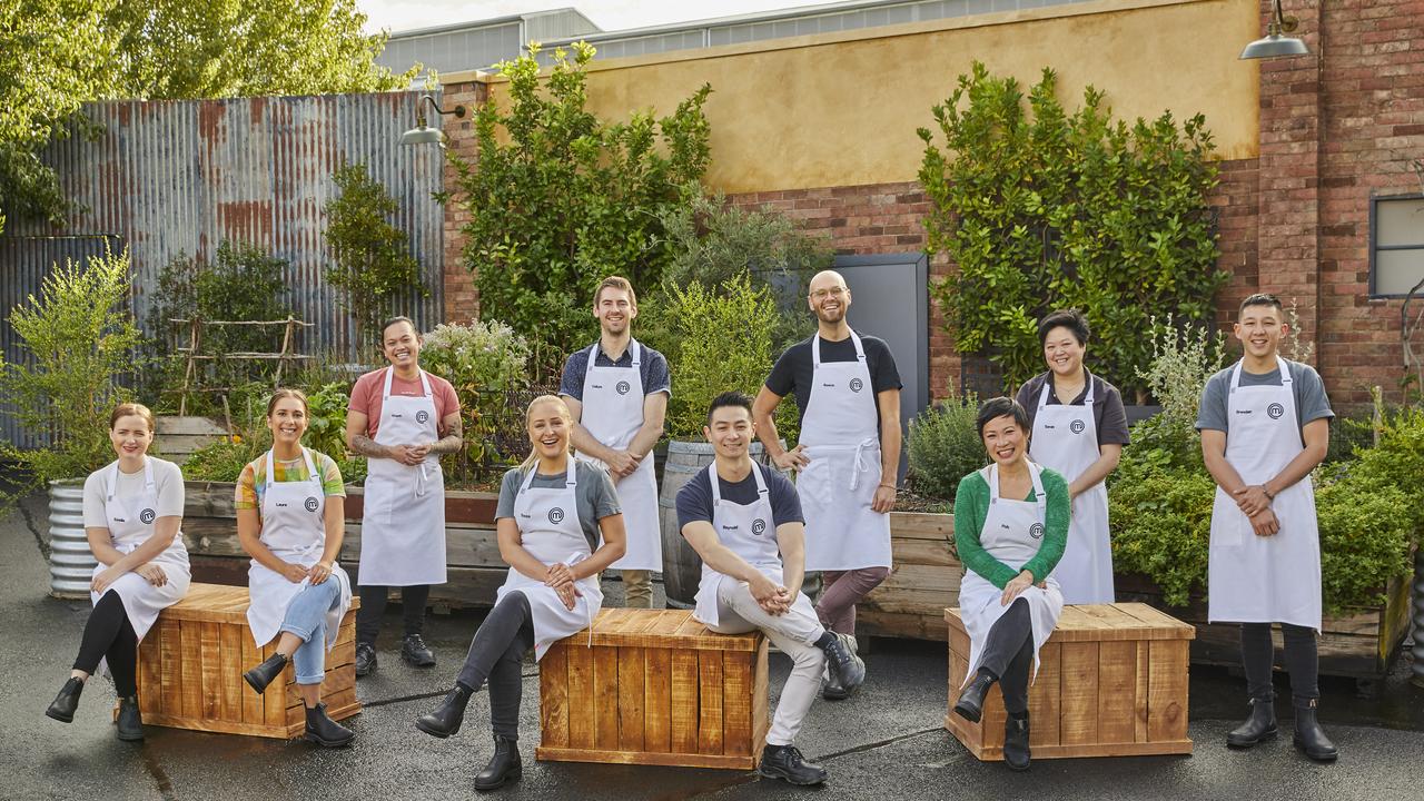 MasterChef S12 L-R Emelia, Laura, Khanh, Tessa, Callum, Reynold, Reece, Poh, Sarah, Brendan.