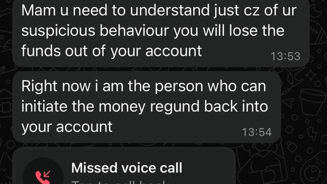 In a turn of events, it appears the scammer starts to panic. Picture: Supplied