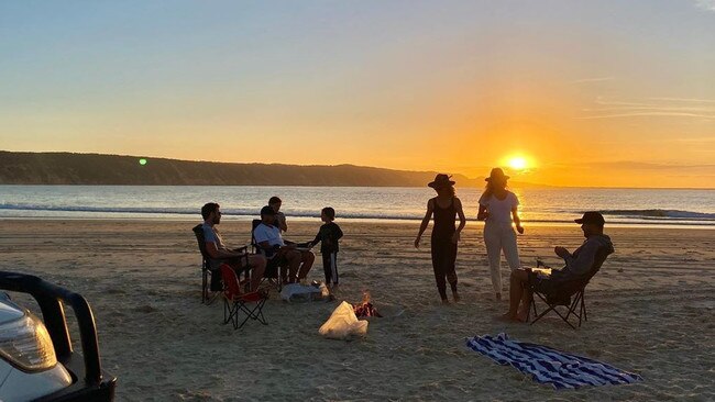 Chris and Liam Hemsworth were seen in picturesque photos at Double Island Point. Picture:Instagram/@aprilmun