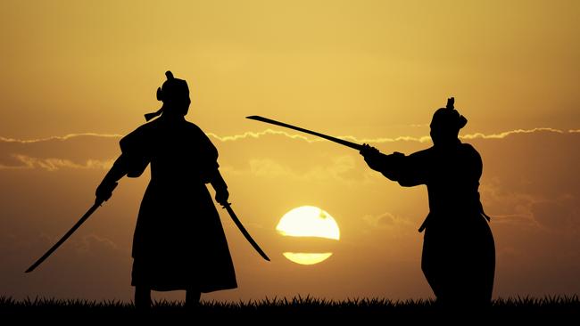 illustration of samurai silhouette; the art of war generic