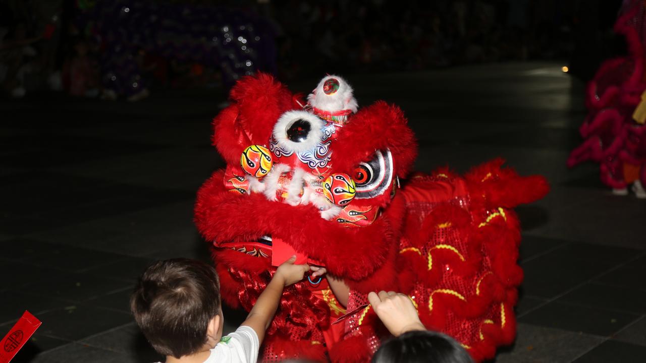 CADCAI Dragon and lion performances ended the last night of Chinese New Year festivities in Cairns. Picture: Kate Stephenson