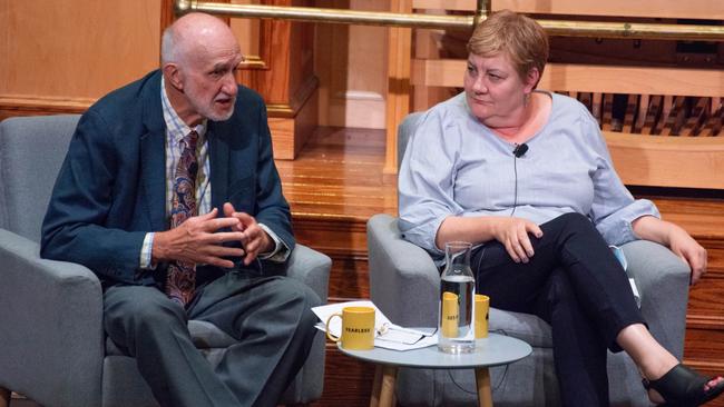 Professor Richard Bruggemann and Helen Connolly discuss inclusivity issues during this week’s final Fearless Conversations forum. Picture: Supplied