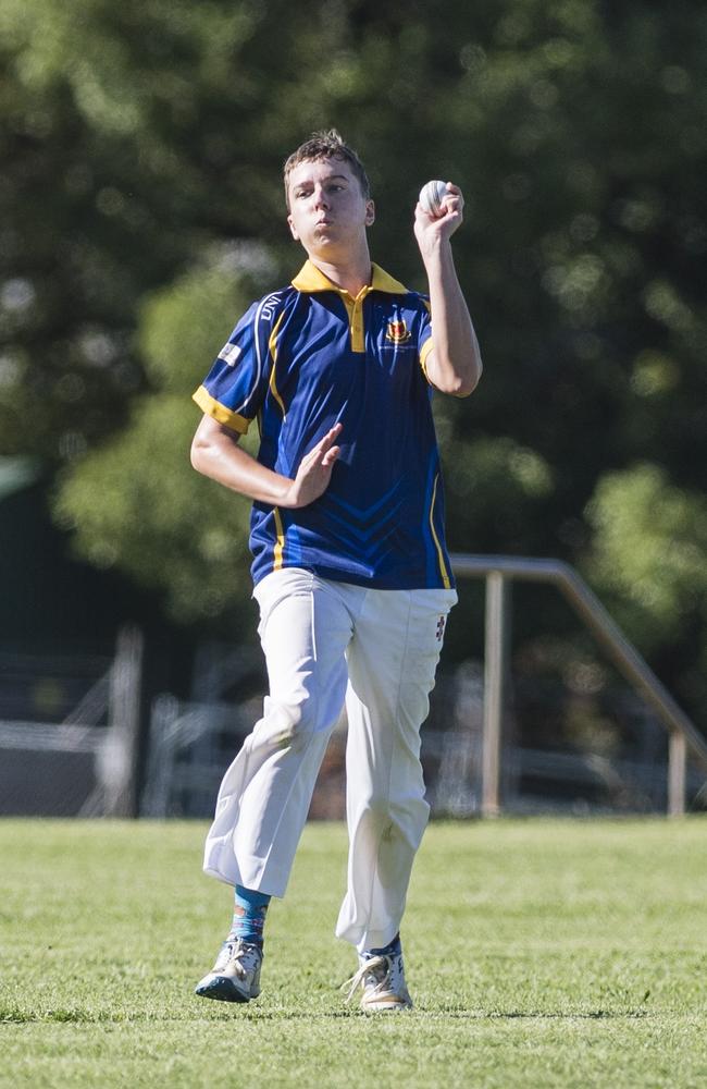 Daniel Skillington bowls for University Phoenix. Picture: Kevin Farmer