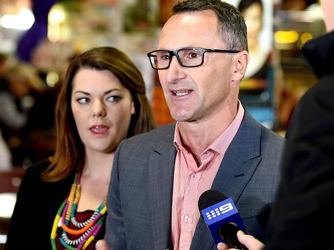 Greens Senator Sarah Hanson-Young and party leader Dr Richard Di Natale. Picture: Sam Wundke