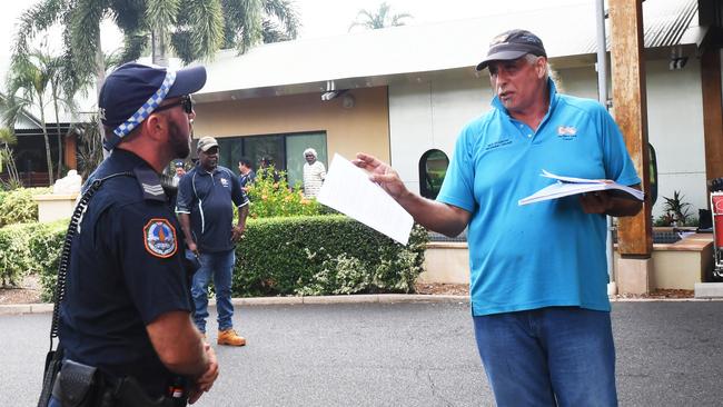 In 2019, former Northern Land Council member Paul Henwood was escorted from a full council meeting at the Mercure Airport Resort by police after being removed from his position on the Darwin Daly Wagait regional council. Picture: Katrina Bridgeford