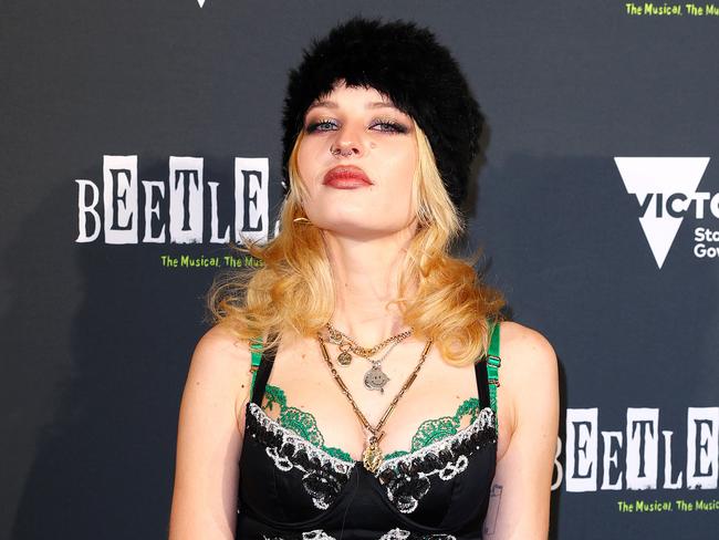 MELBOURNE, MAY 17, 2025: Asher Yasbincek. Red carpet VIP and celebrity arrivals at the gala opening night of BEETLEJUICE THE MUSICAL at The Regent Theatre. Picture: Mark Stewart