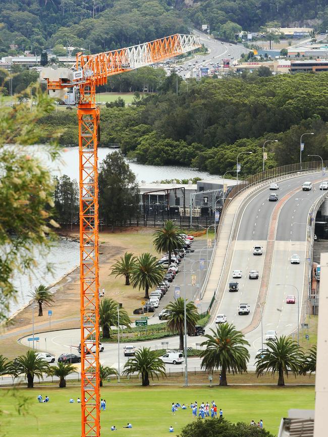 A crane over Gosford’s CBD.