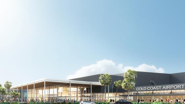 Artist impressions of Gold Coast Airport upgrade and under-construction Airport hotel.