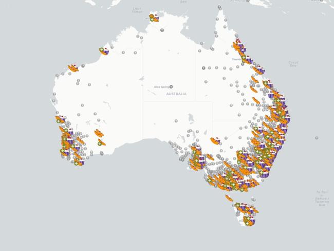 Screen shot from democracysausage.org highlighting all the locations in Australia and around the world - including Antarctica - where Australian can get their hands on a 