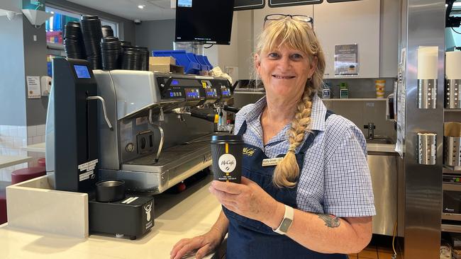 McCafé Coordinator Kathy Driver at the McDonald's Ayr fast-food restaurant in the Burdekin on Tuesday. Ms Driver is celebrating 20 years working at the franchise, which is also celebrating 20 years under franchisee Paul Rissman. Picture: Supplied