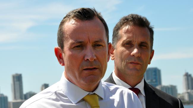 West Australian Premier Mark McGowan and Police Minister Paul Papalia have announced bans on 56 types of guns. Picture: AAP/Rebecca Le May