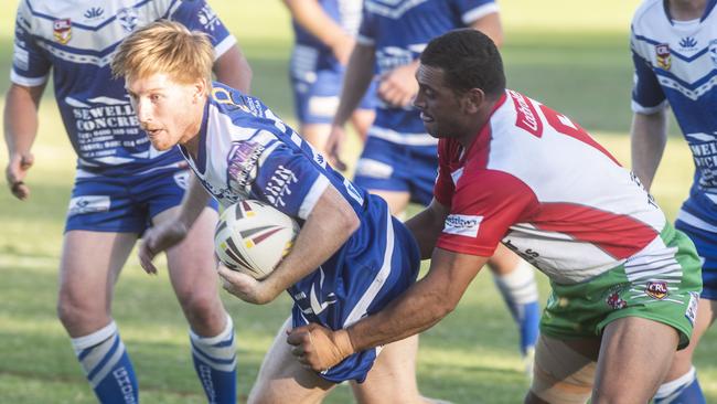 Mitch Gorman breaks free of a South Grafton tackle in the local derby at McKittrick Park.