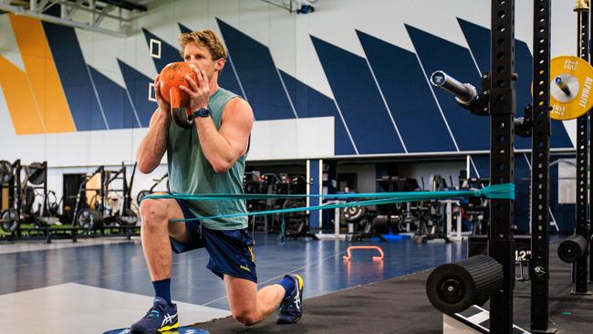 Adelaide captain Rory Sloane rehabs from an ACL injury.