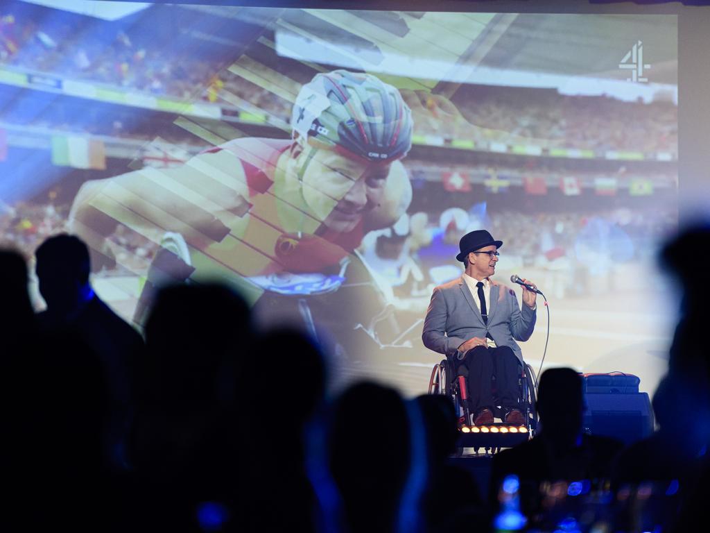 Tony Dee on stage at the Business disAbility Awards of Australia at Edmund Rice Cultural Centre, Saturday, May 17, 2025. Picture: Kevin Farmer