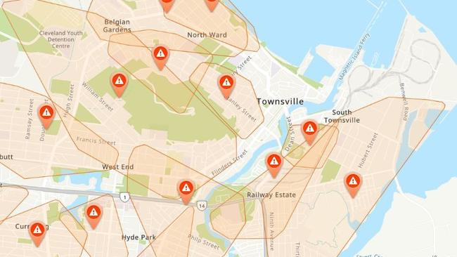 Power outages across Townsville in the wake of ex-tropical cyclone Kirrily.