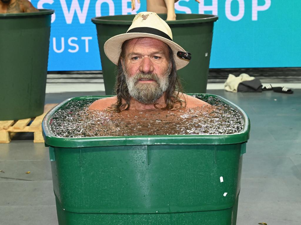 Hof in one of his famous ice baths. Picture: Horst Galuschka/DPA via AFP