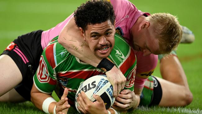 South Sydney’s Jacob Gagai will be suspended from the Las Vegas season opener. Picture: NRL Photos