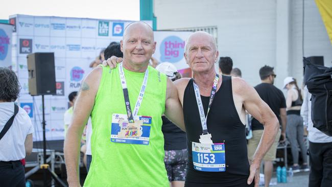 Run the Bridge, Darryn Robson of Oatlands and Neil Jones of Mount Hicks at Hobart. Picture: Chris Kidd
