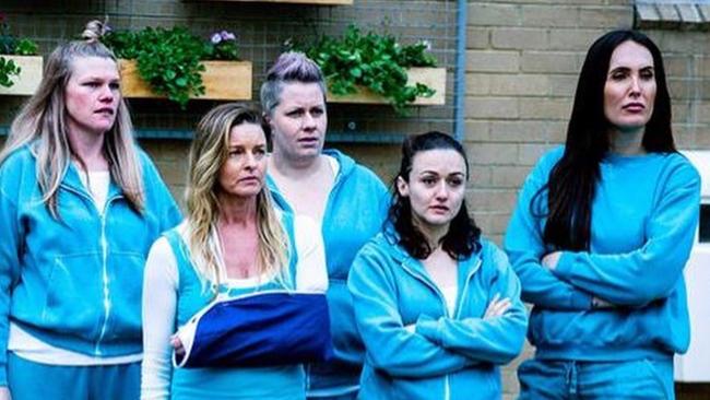 Aussie transgender actor Daniielle Alexis (right) on tv series Wentworth. Picture: Supplied