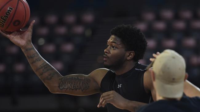 CAIRNS, AUSTRALIA – MARCH 01: Cameron Oliver of the Taipans warms up before the start of game two of the NBL Semi Final series between the Cairns Taipans and the Perth Wildcats at the Cairns Convention Centre on March 01, 2020 in Cairns, Australia. (Photo by Ian Hitchcock/Getty Images)