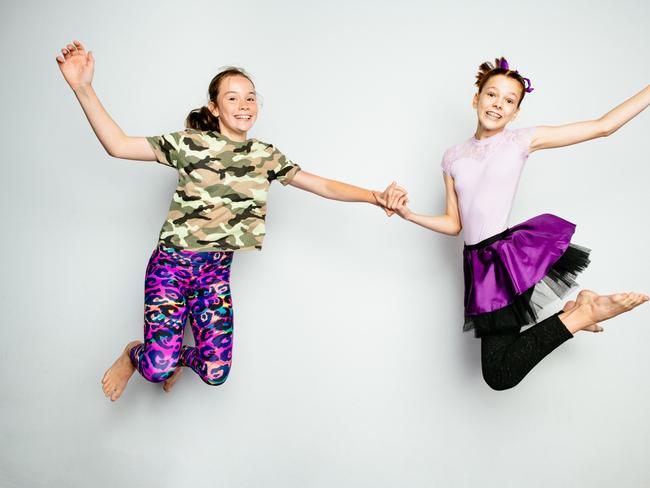 Circus Ipswich performers Matilda Matthews (left) with Katelyn Dewar.