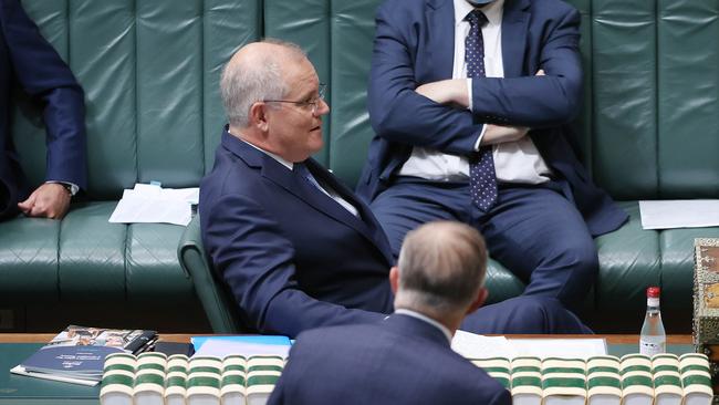 Prime Minister Scott Morrison and Opposition leader Anthony Albanese face off in Question Time. Picture: NCA NewsWire / Gary Ramage