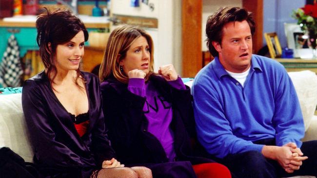 <i>Friends</i> stars Courteney Cox, Aniston and Perry. Picture: Warner Bros. Television/Getty Images