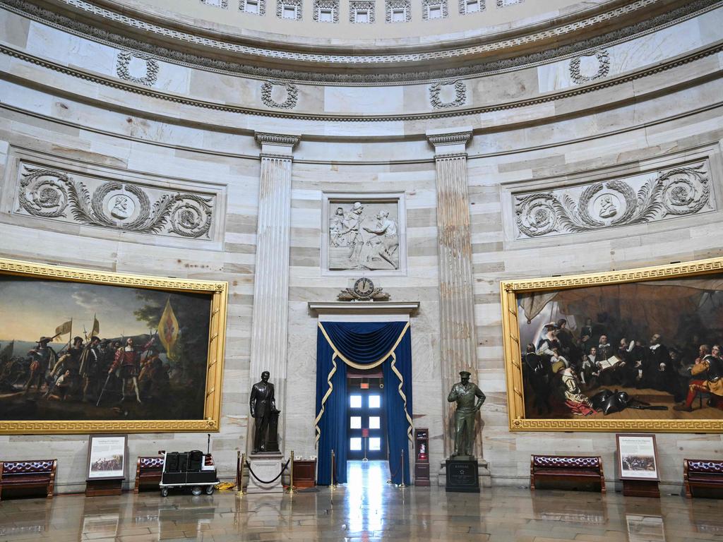 A view inside the Rotunda of the US Capitol building where the inauguration will now be held. Picture: AFP