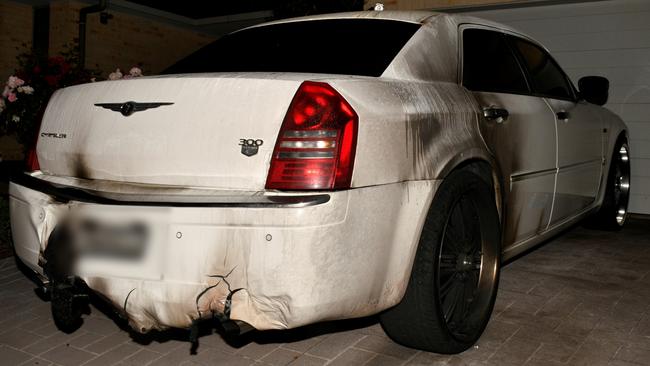 Another angle of the damage to the Chrysler at Rutherford. Picture: NSW Police.