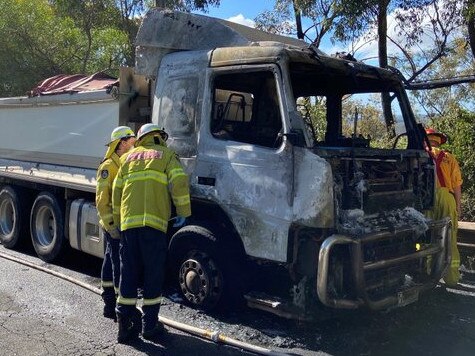Mona Vale Rd remains closed in both directions at Kimbriki Rd after an earlier truck on fire. Westbound motorists are being diverted at Powderworks Rd and eastbound motorists are being held. Picture: Supplied