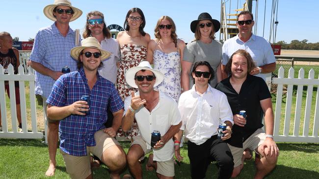 Jida Stephenson, Aidan Dwyer, Taree Stephenson, Teah Huon, Melissa Freeman, Tim Edge, Tanner Smith, Ryan McKenzie, Bodey Abbott and Damo Froon attend the 2024 Echuca Cup races. Picture: Brendan Beckett