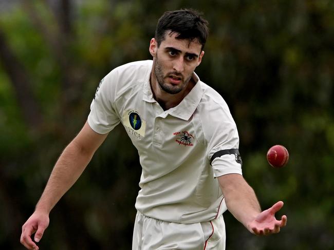 West CoburgÃs Peter Goulding during the VTCA West Coburg v Airport West St Christophers cricket match in Pascoe Vale South, Saturday, Nov. 12, 2022. Picture: Andy Brownbill