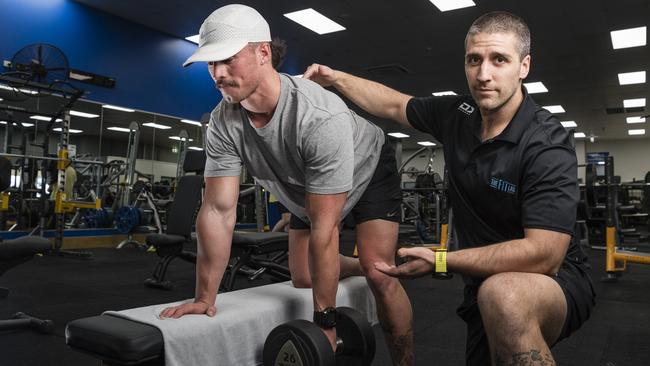 The Fit Lab high performance coach Steve Harbort works with Jordan Coleman as the gym is named the best gym in Toowoomba in an online poll of The Chronicle readers. Picture: Kevin Farmer