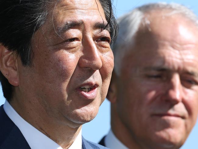 Japan's prime minister Shinzo Abe and Malcolm Turnbull have agreed to make a join effort to save the TPP. Picture: AAP