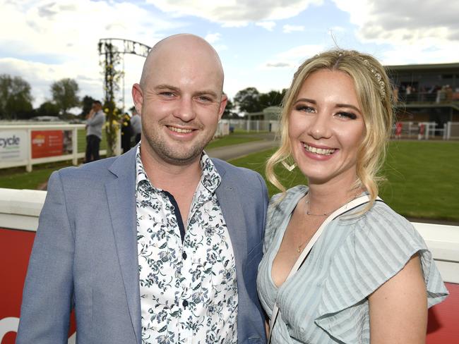 Ladbrokes Sale Cup. Racegoers are pictured attending Cup Day horse races at Sale Turf Club, Sunday 27th October 2024. Shaq Anderson and Kelly Anderson. Picture: Andrew Batsch