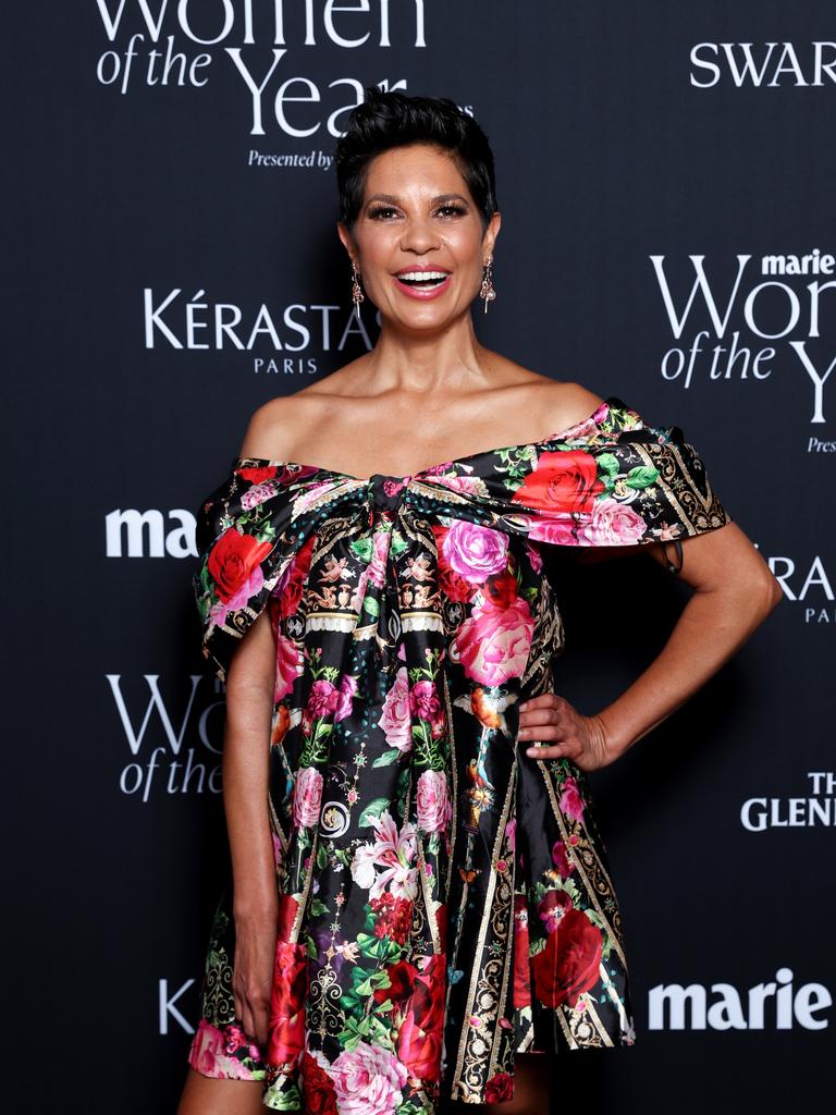 Narelda Jacobs looked glowing in a off the shoulder floral dress. (Photo by Brendon Thorne/Getty Images)