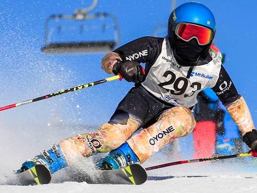 Young skier Aibe Elsworth hitting her straps