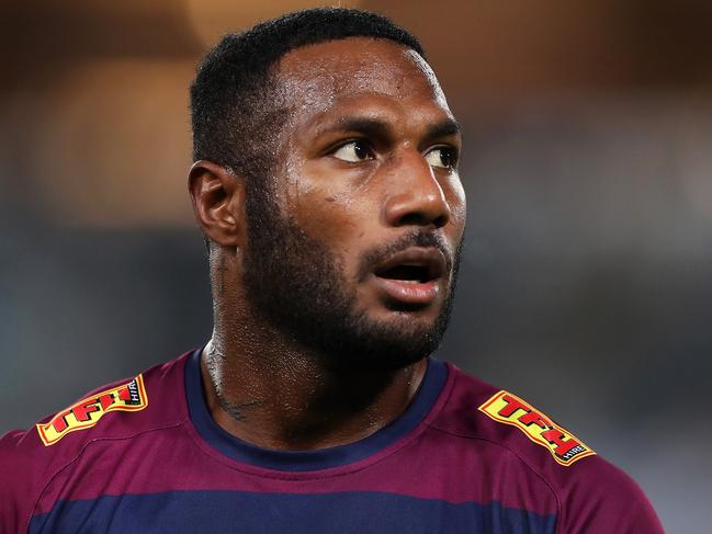 SYDNEY, AUSTRALIA - MARCH 27: Suliasi Vunivalu of the Reds looks on during the warm-up before the round 6 Super RugbyAU match between the NSW Waratahs and the Queensland Reds at Stadium Australia, on March 27, 2021, in Sydney, Australia. (Photo by Mark Kolbe/Getty Images)