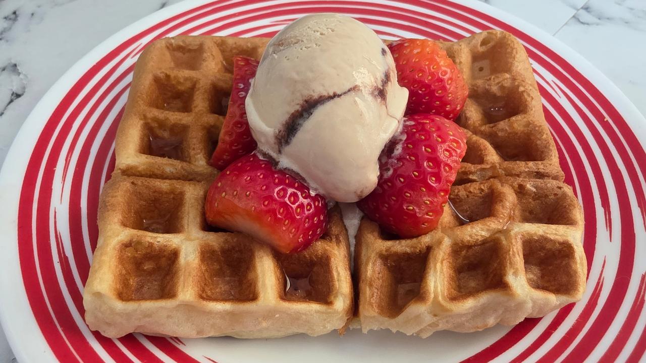 Tahnee's waffles came out perfectly after using her Sunbeam vertical waffle maker. Picture: Tahnee-Jae Lopez-Vito/news.com.au checkout.