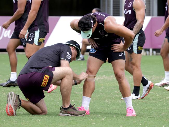 Kotoni Staggs, at Broncos pre-season training, Rugby League NRL, Red Hill, on Sunday 2nd of December 2024 - Photo Steve Pohlner