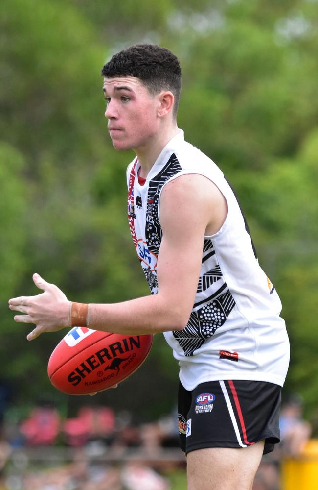 Southern Districts' young gun Taj Stanley was named the Round 11 Rising Star nominee in the 2022-23 NTFL season. Picture: Tymunna Clements / AFLNT Media