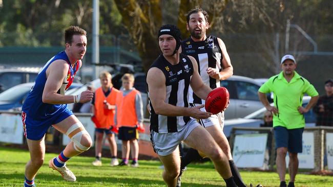 Hahndorf's Troy Parker-Boers against Onkaparinga Valley in round eight. Picture: Mark Liebich