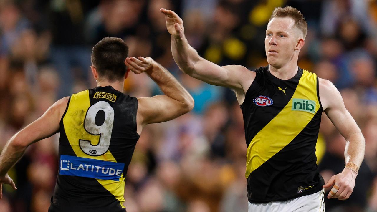 Trent Cotchin (left) and Jack Riewoldt are both playing on in 2023 at Richmond. Picture: Michael Willson
