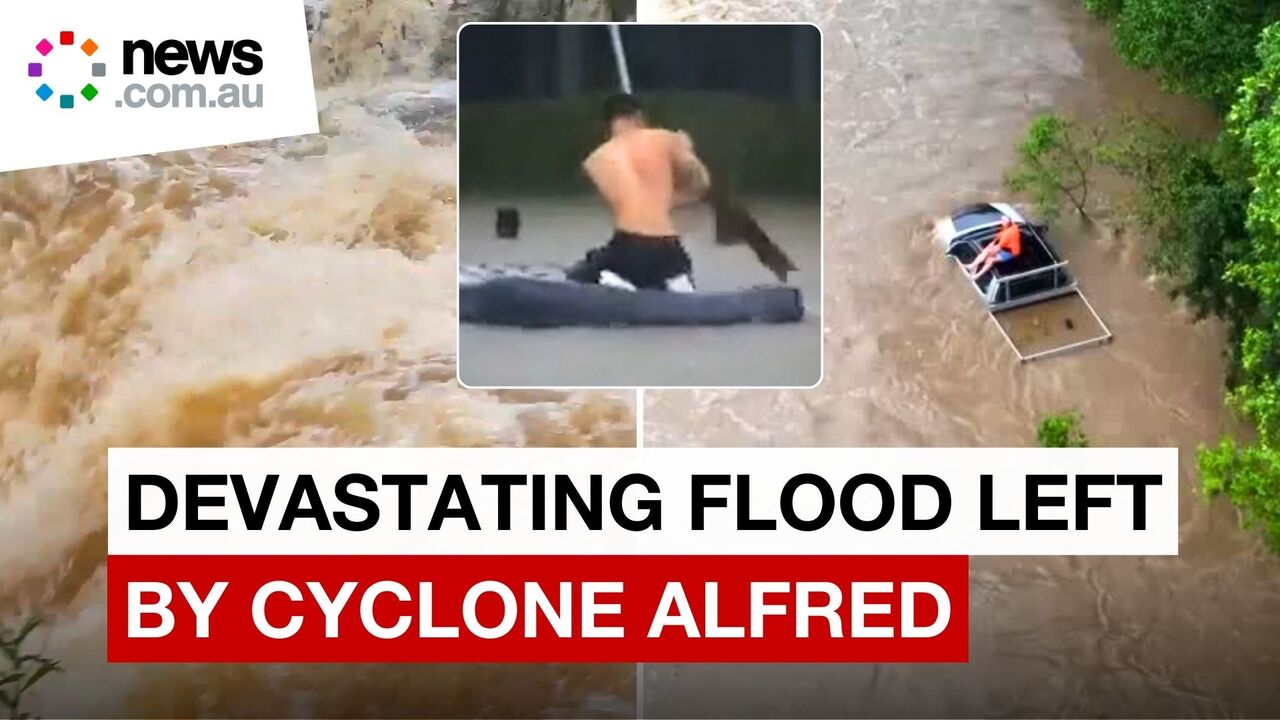 New footage reveals flooding devastation left by Cyclone Alfred across Queensland