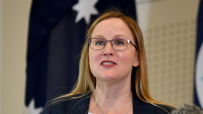 Jen Williams from the Property Council at a press conference addressing affordable housing challenges. Picture: NCA NewsWire / John Gass