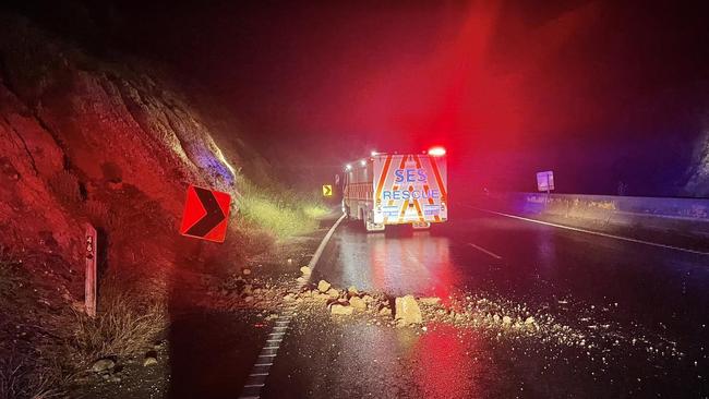 SES crews respond to a landslide in Bacchus Marsh.